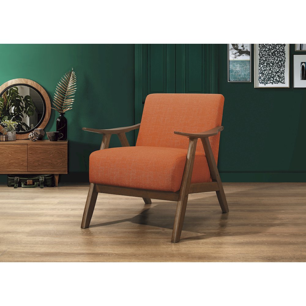 Damala Textured Fabric Accent Chair, Orange Color In Orange. Picture 5