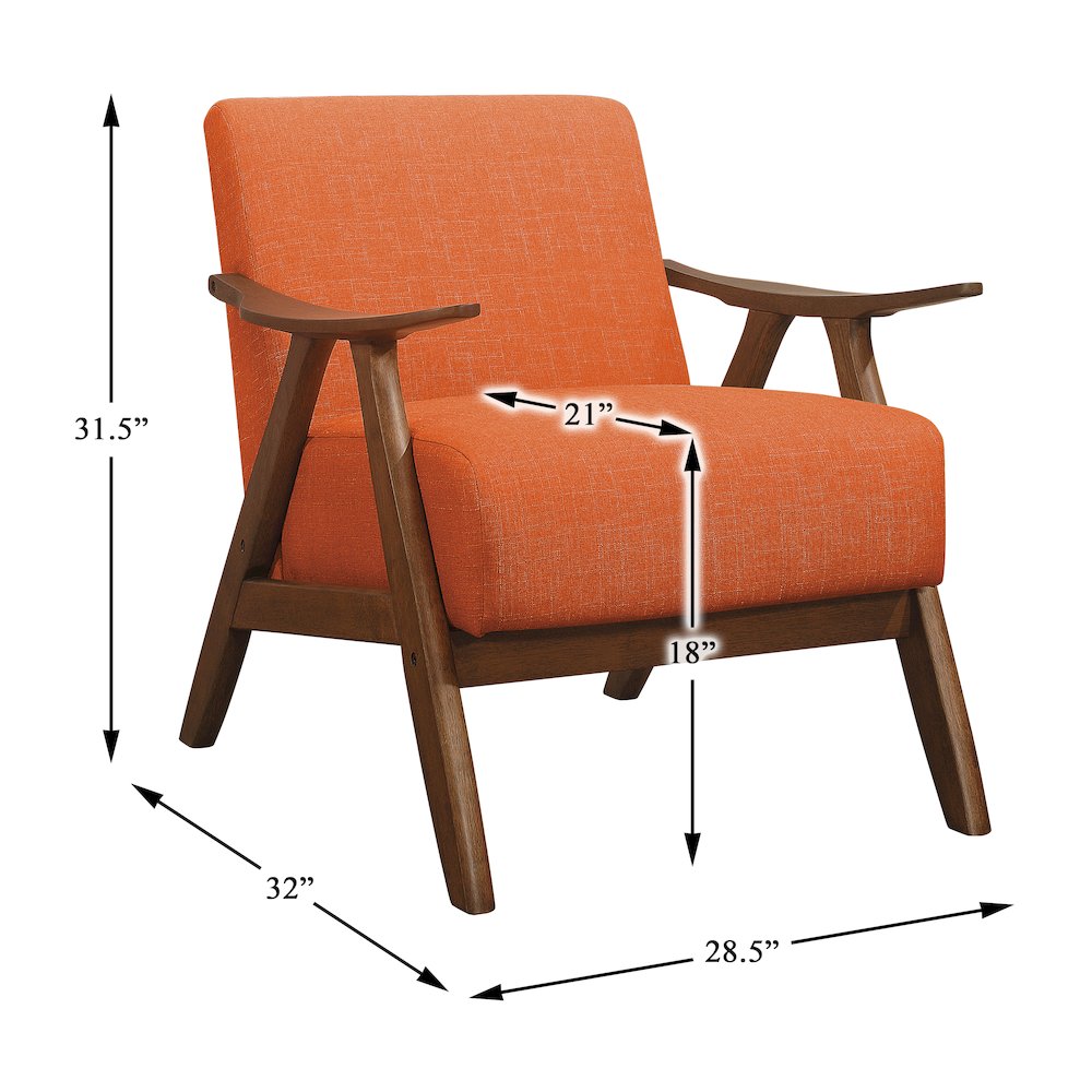 Damala Textured Fabric Accent Chair, Orange Color In Orange. Picture 3
