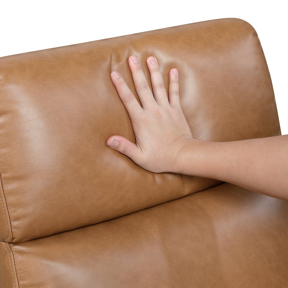 Margerie Faux Leather Swivel Glider Reclining Chair in Camel. Picture 7