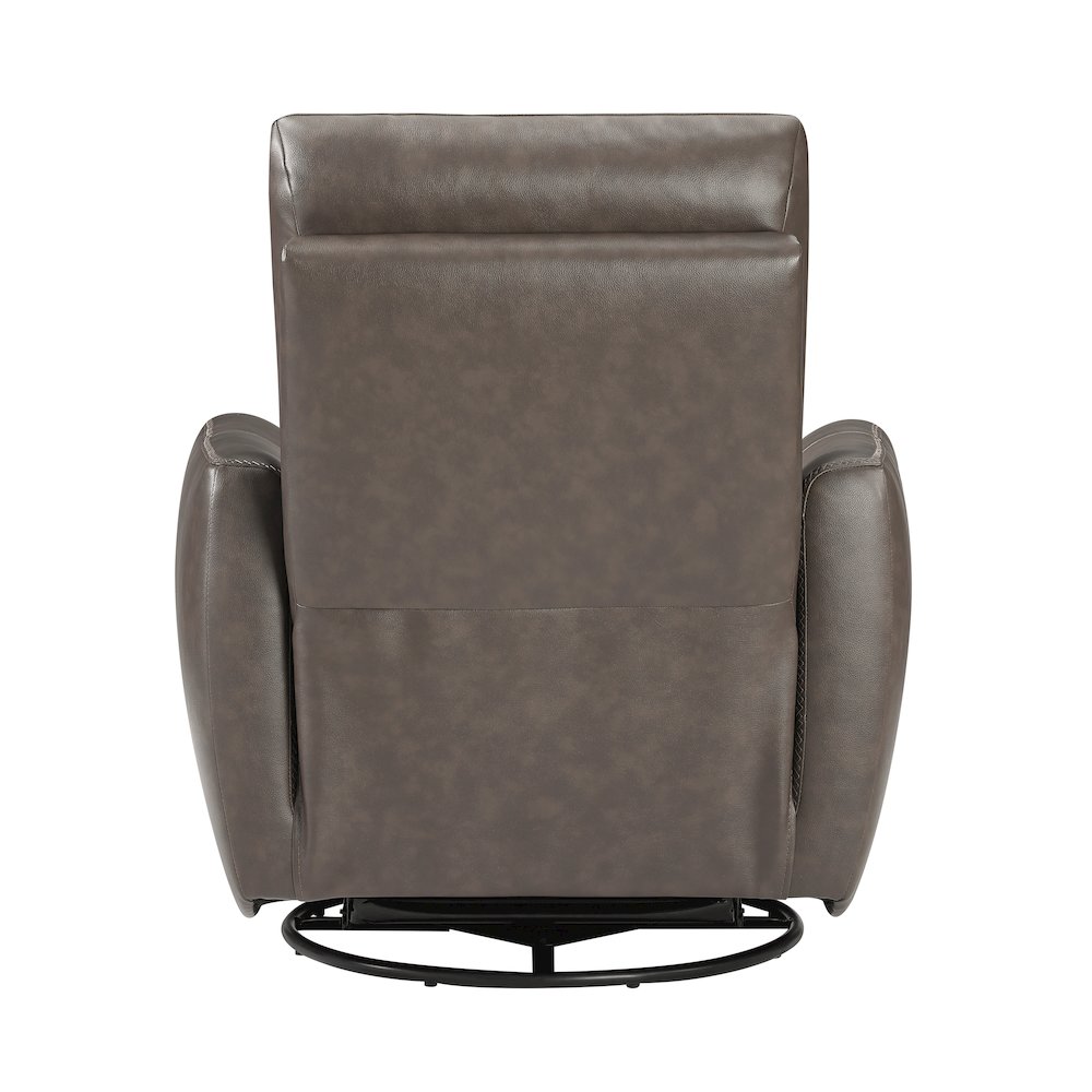 Cassian Leather Swivel Glider Reclining Chair in Dark Brown. Picture 3