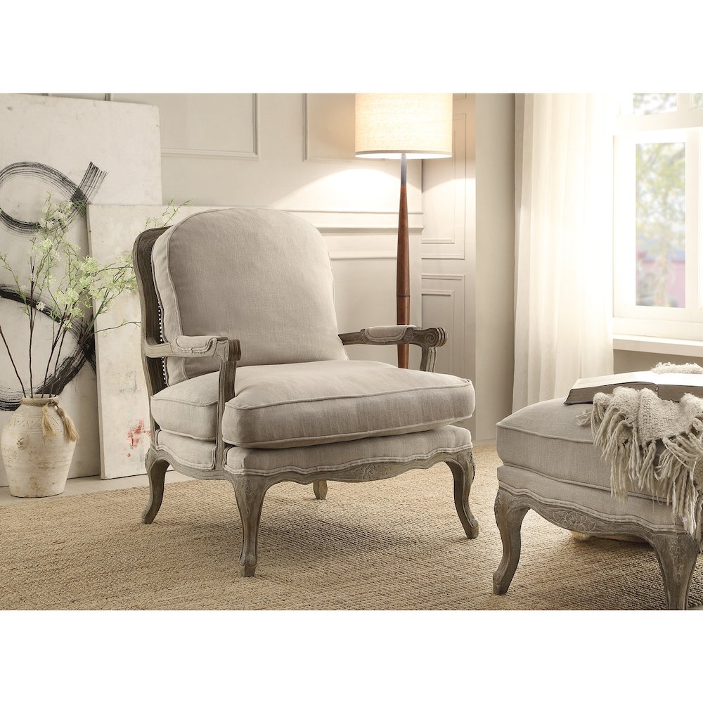 Lexicon Parlier Textured Fabric Accent Chair in Linen. Picture 2