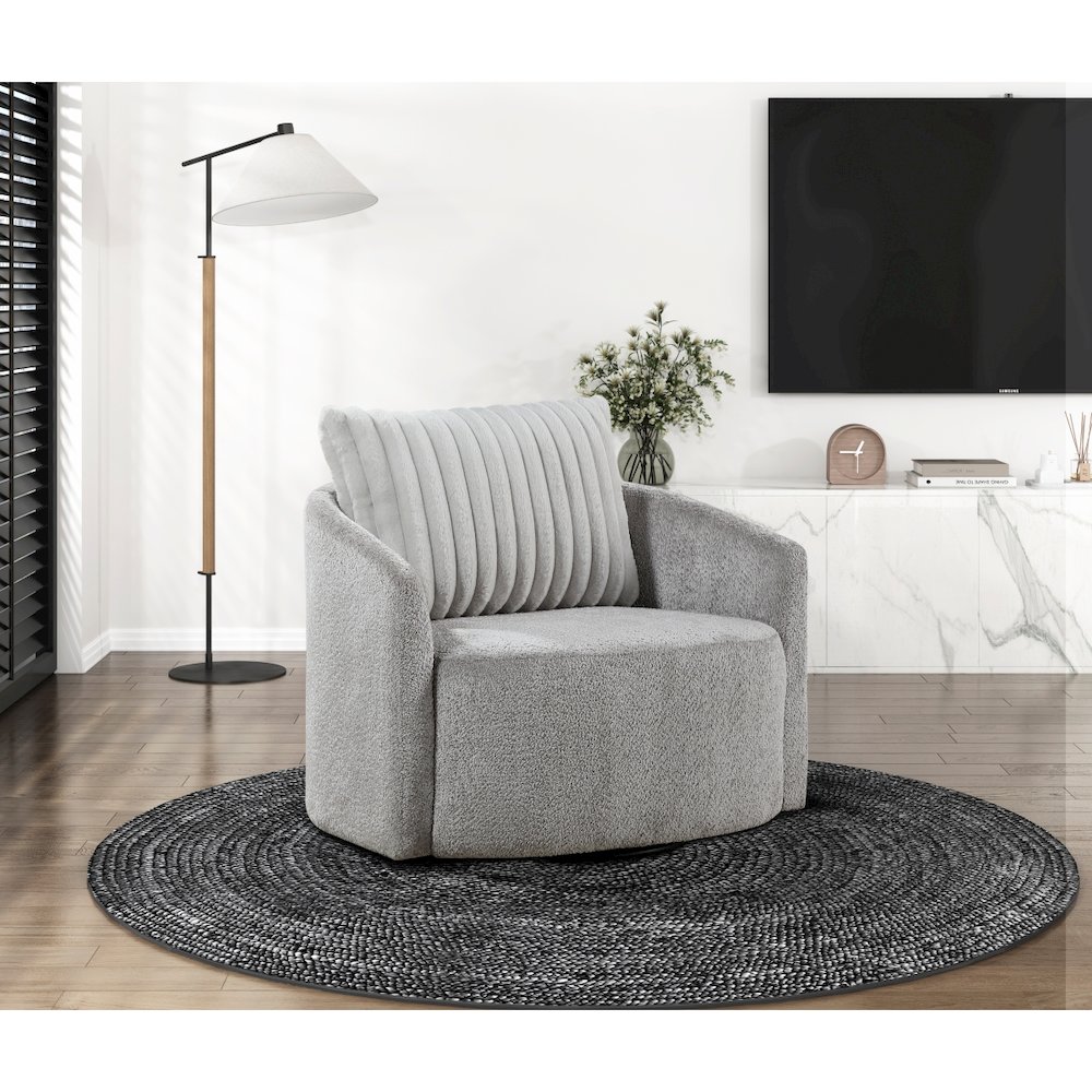 Lexicon Francine Chenille Swivel Chair in Gray. Picture 2