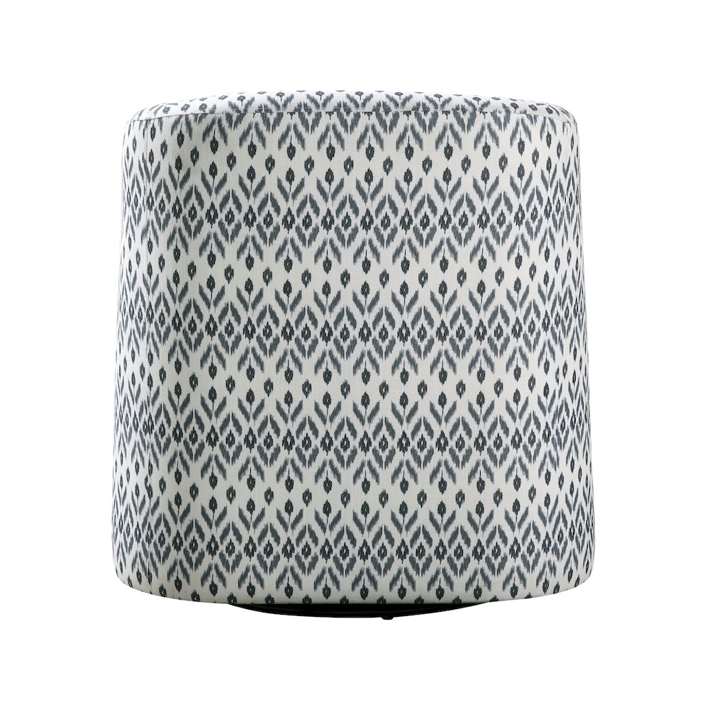 Lexicon Augustine Textured Swivel Chair in Blue and White tribal pattern. Picture 3