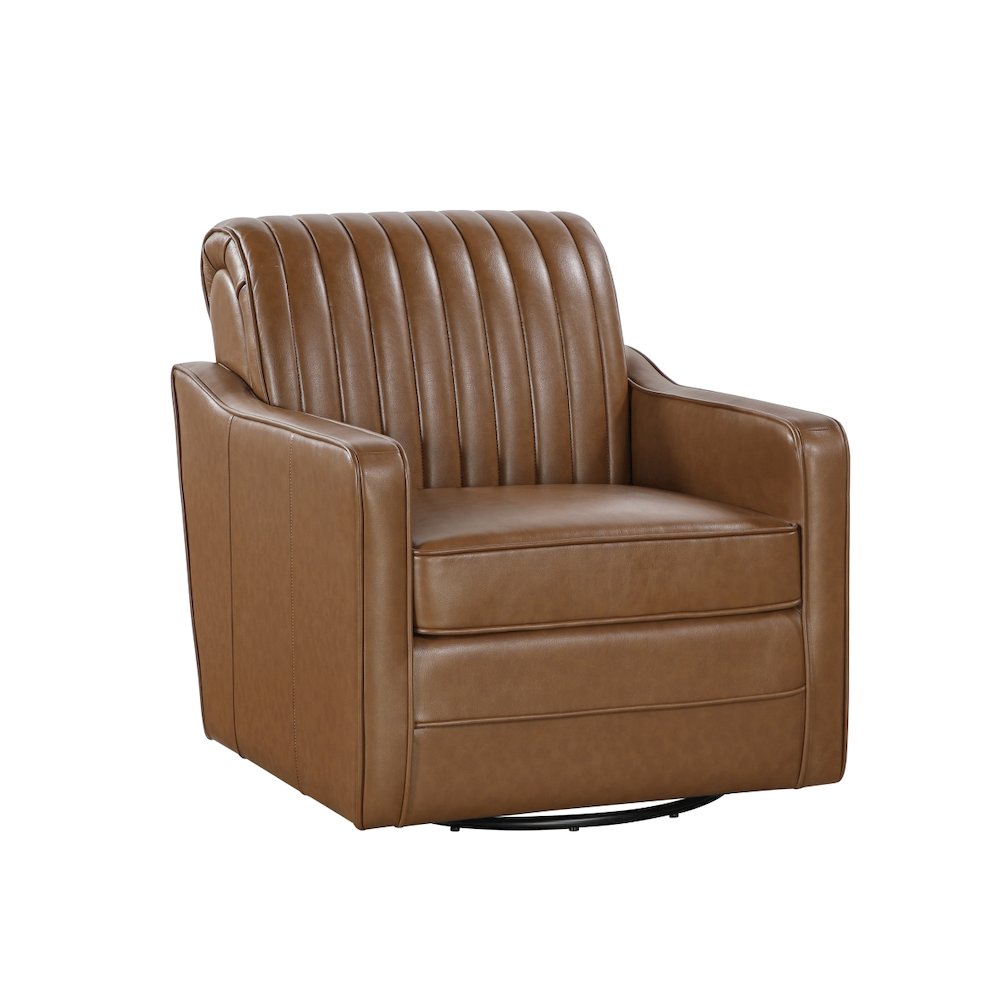 Lexicon November Faux Leather Swivel Chair in Brown. Picture 1
