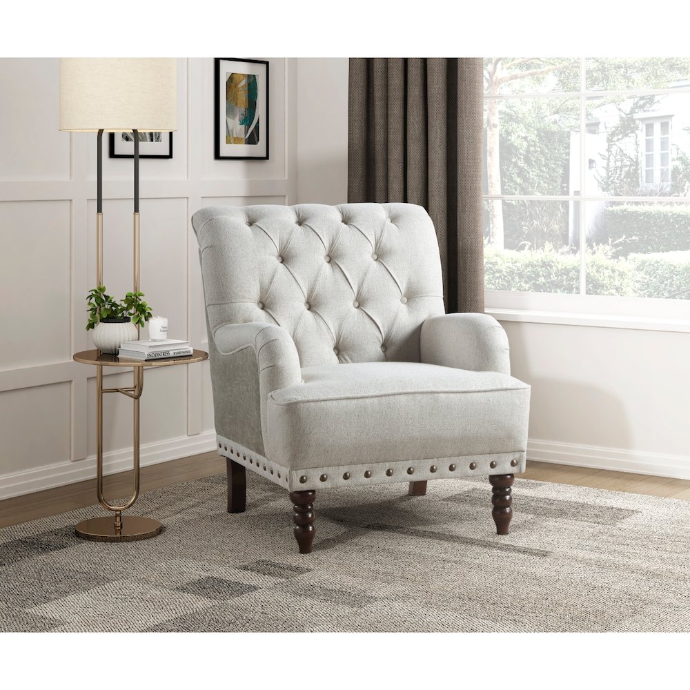 Lexicon Carol Textured Fabric Accent Chair in Beige. Picture 2