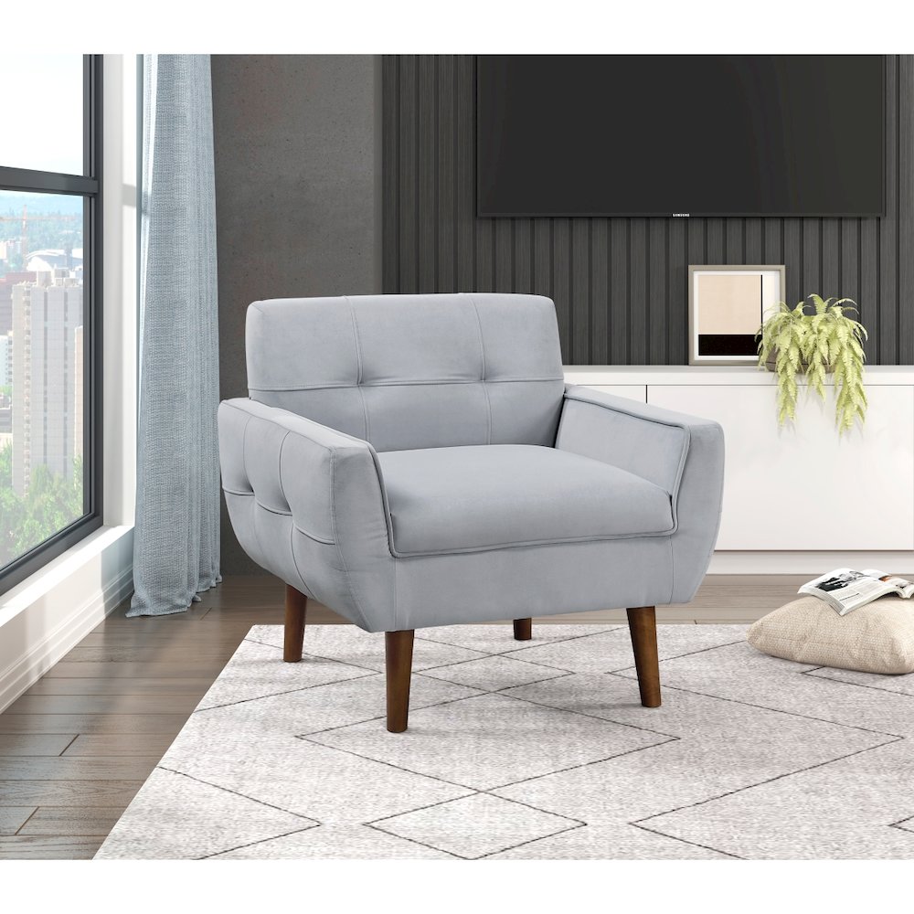 Lexicon Meadow Textured Fabric Accent Chair in Gray. Picture 2