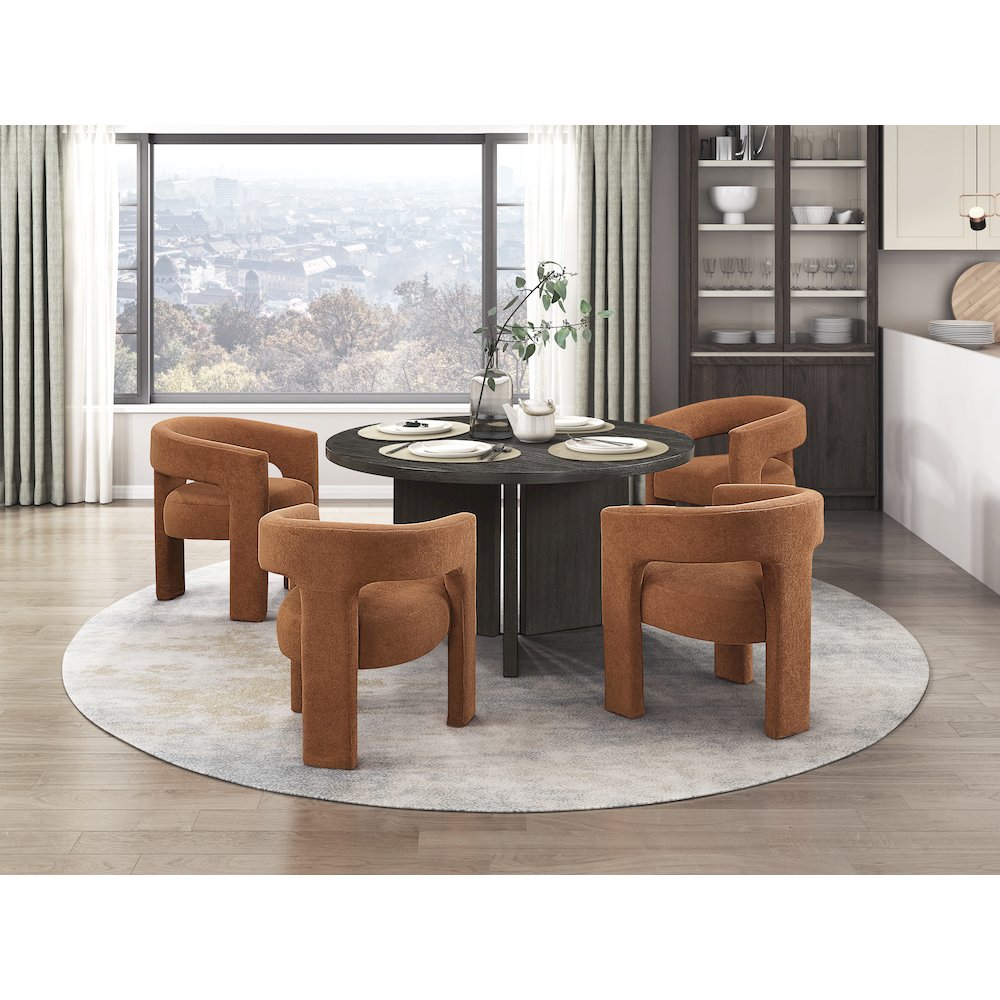 Marais Asian Hardwood Dining Round Table in Ebony. Picture 2
