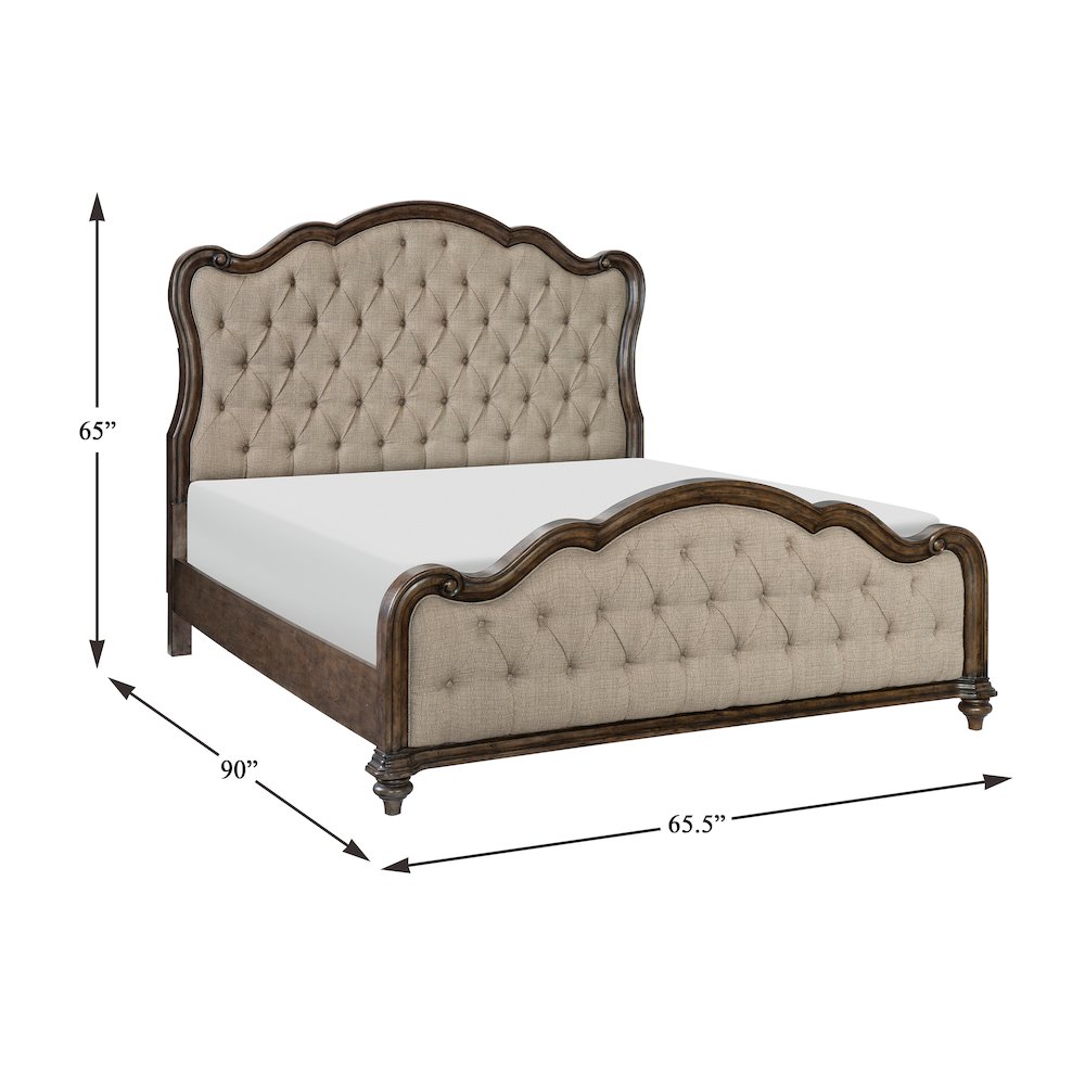 Heath Court Asian Hardwood Queen Bed in Brown Oak. Picture 4