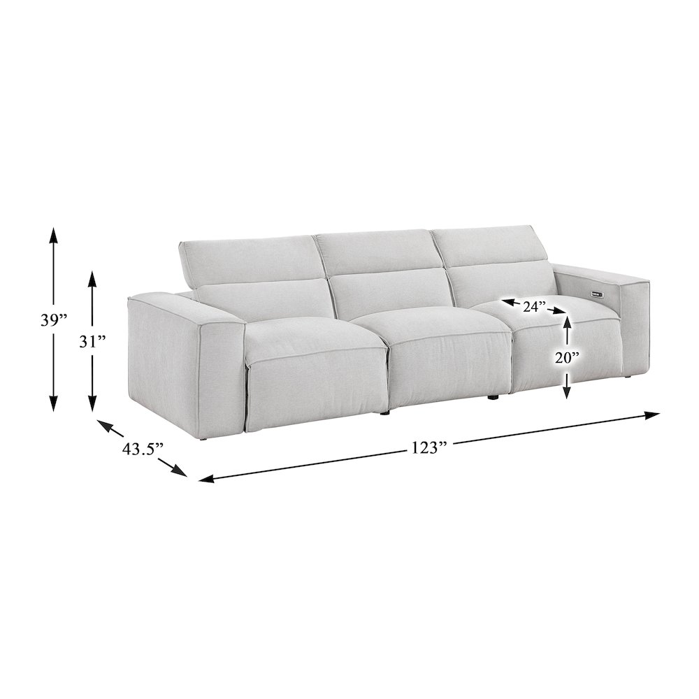 Phoebe Microfiber Power Double Reclining Sofa in Light Gray. Picture 5