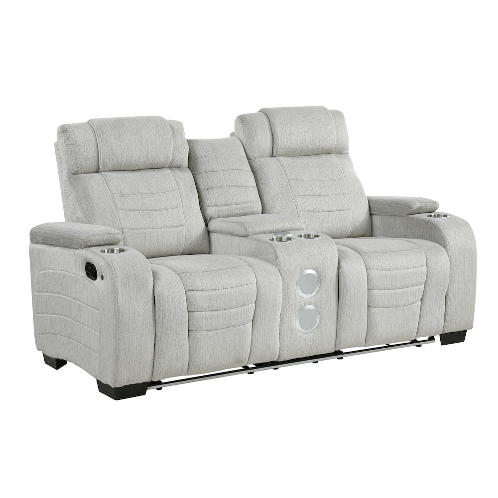 Ronan Microfiber 3pc Set: Sofa, Love, Chair in Light Gray. Picture 1