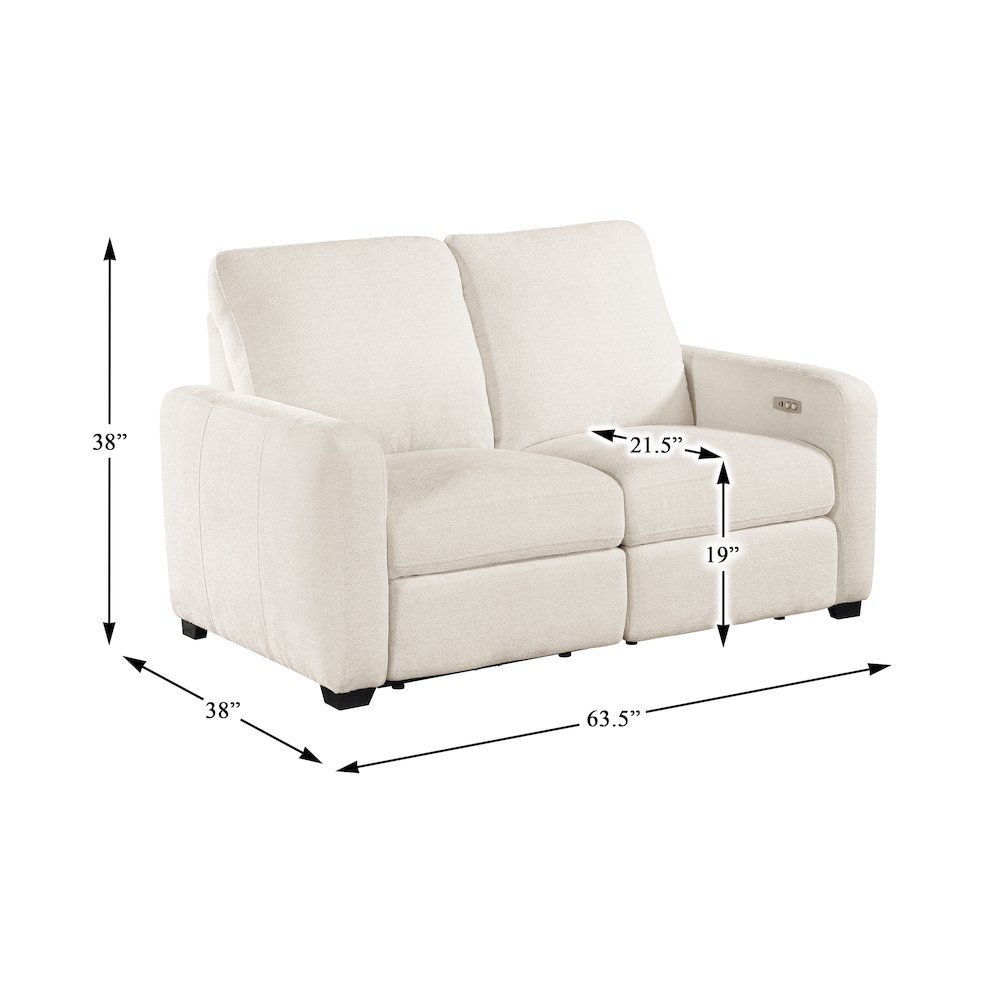Vera Chenille Power Double Reclining Love Seat in Beige. Picture 5