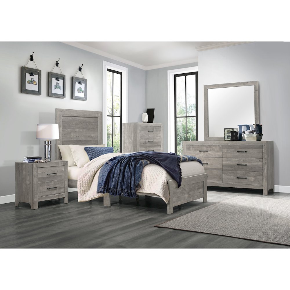 Lexicon Corbin Asian Hardwood Twin bed in Gray. Picture 2