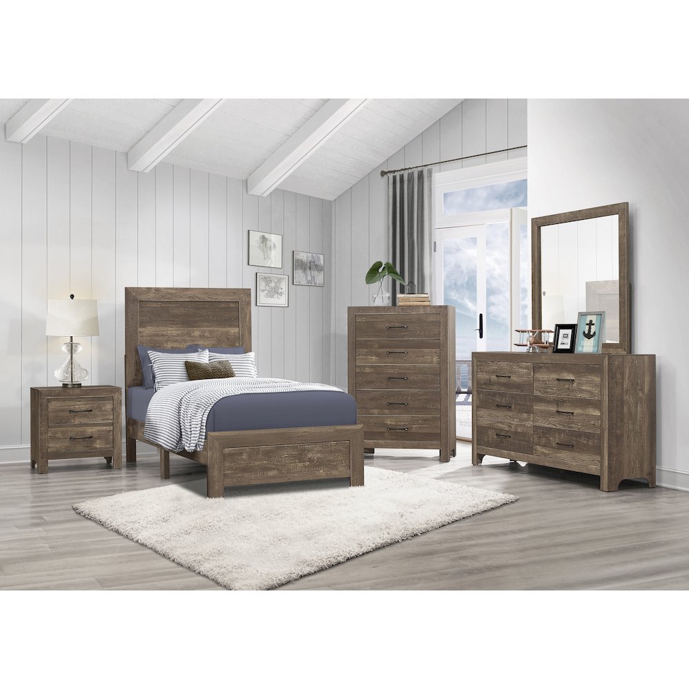 Lexicon Corbin Asian Hardwood Twin bed in Rustic Brown. Picture 2