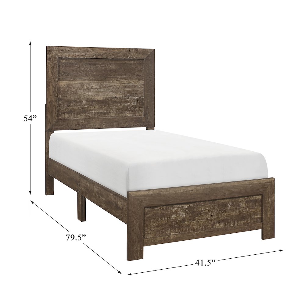 Lexicon Corbin Asian Hardwood Twin bed in Rustic Brown. Picture 4