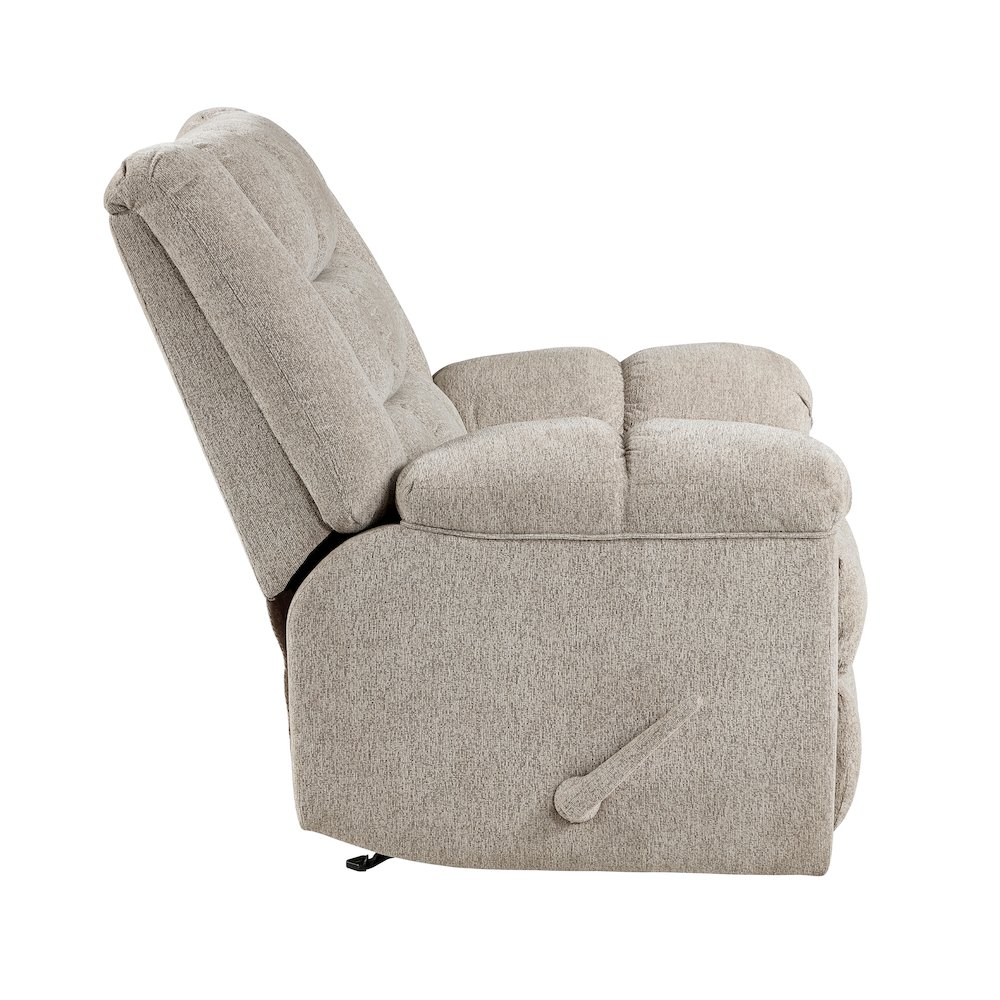 Baldwin Chenille Rocker Reclining Chair in Light Brown. Picture 6
