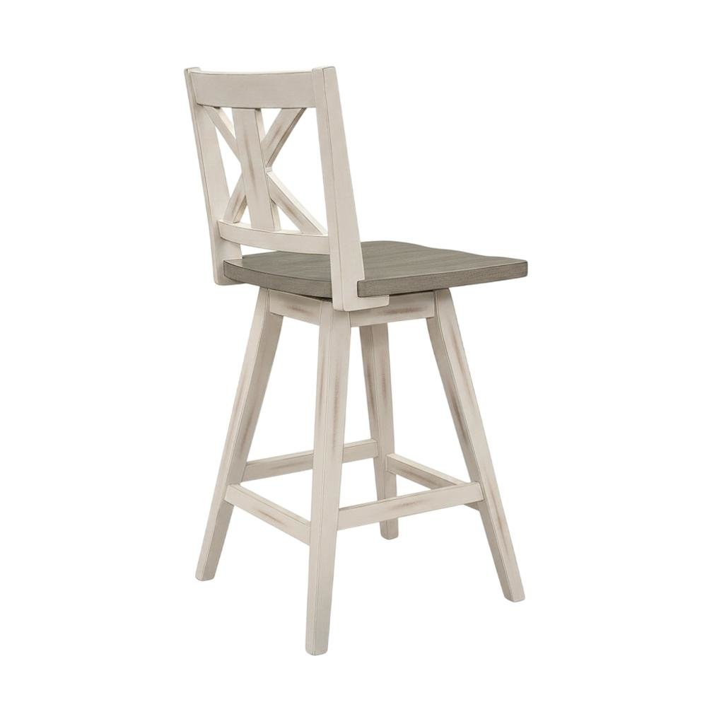 Wood Swivel Counter Stools with Back, Gray and Black, Set of 2. Picture 3