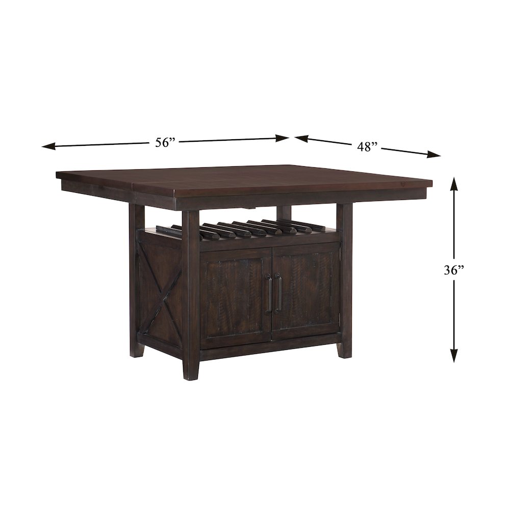 Oxton Asian Hardwood 5pcs Cntr Hght Dining Set in Distressed Dark Cherry. Picture 4