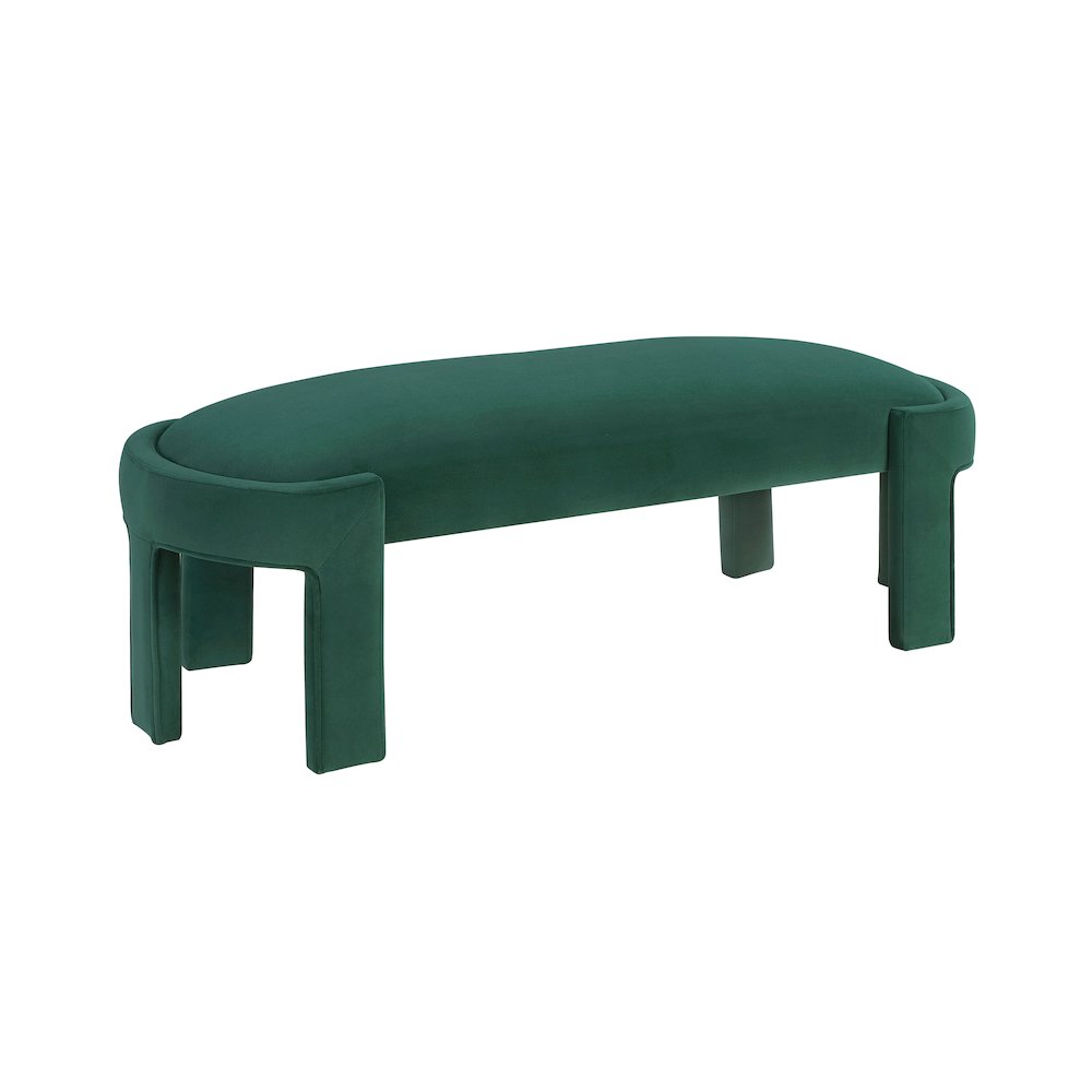 Flux Velvet Bench in Green. Picture 1