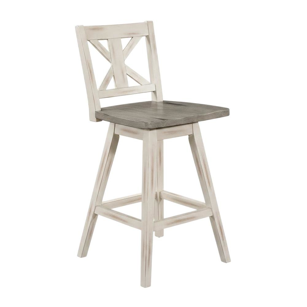 Wood Swivel Counter Stools with Back, Gray and Black, Set of 2. Picture 4