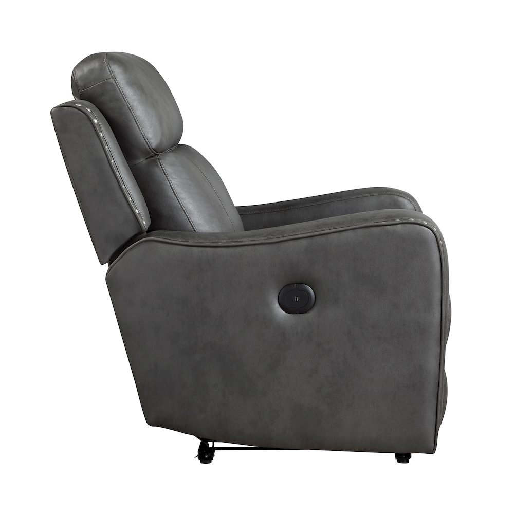Kellen Microfiber Power Reclining Chair in Smoky Gray. Picture 6