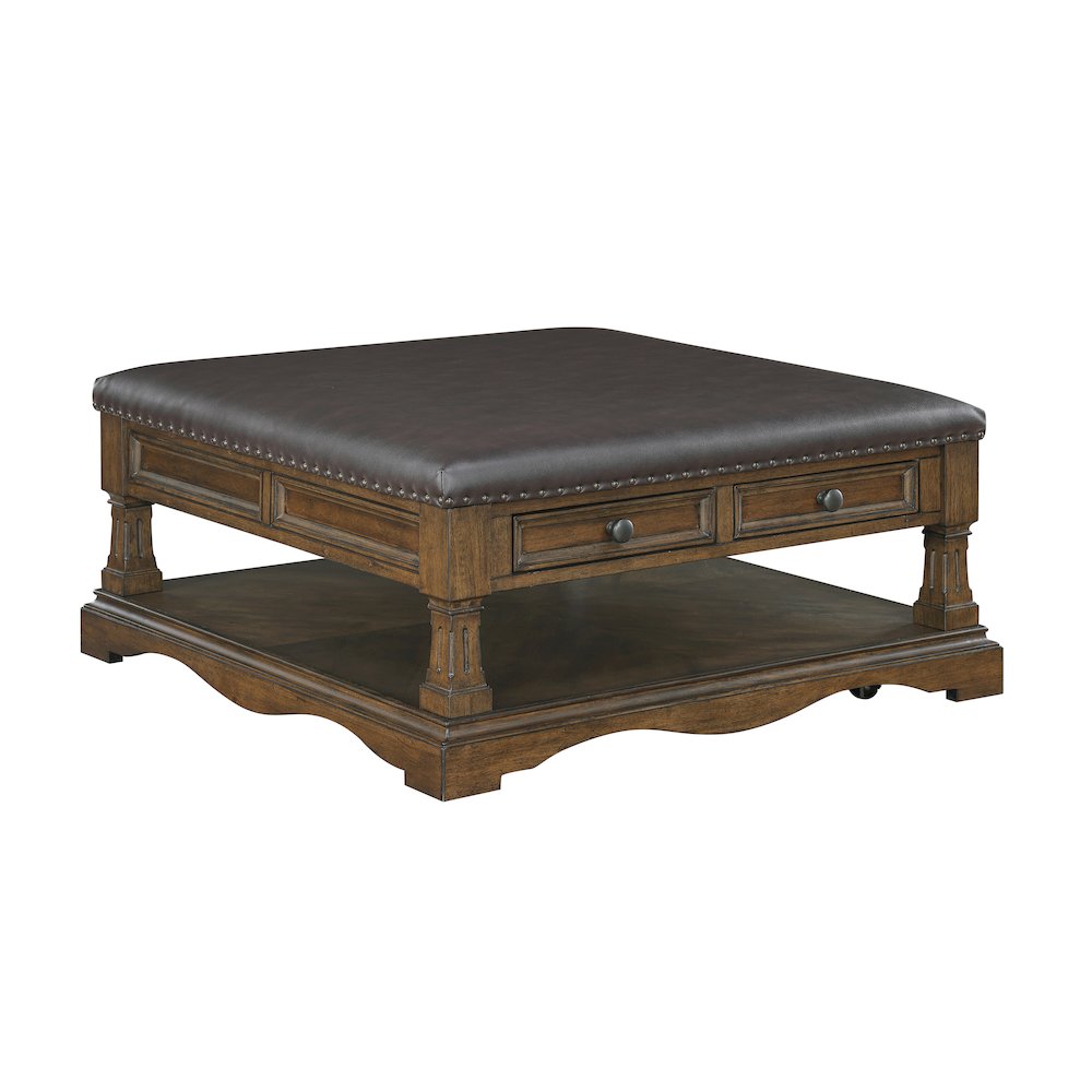 Rochester Asian Hardwood Cocktail Table in Brown. Picture 1
