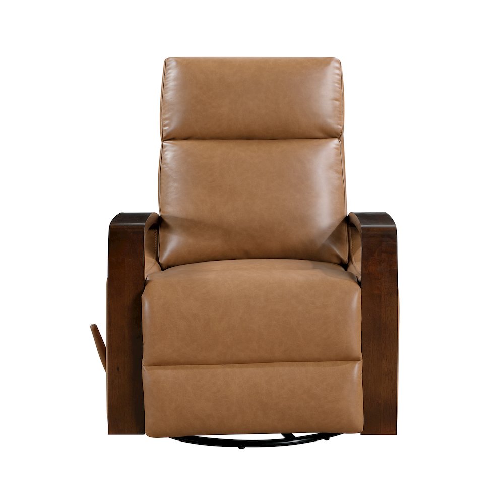 Margerie Faux Leather Swivel Glider Reclining Chair in Camel. Picture 4
