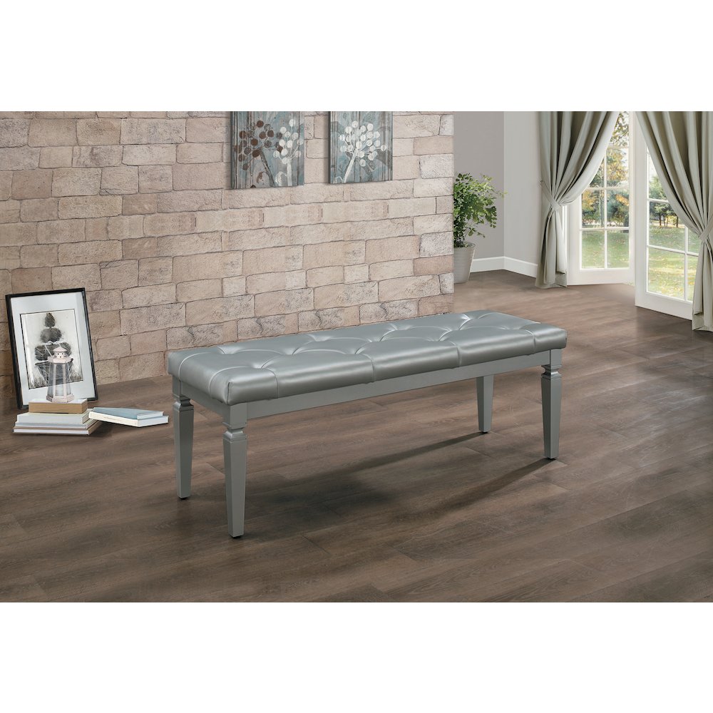 Allura Rubberwood Bench in Silver. Picture 2