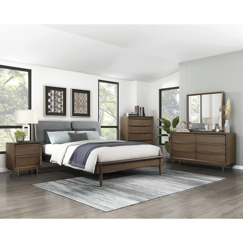 Astrid Asian Hardwood Eastern King Platform Bed in Walnut. Picture 3