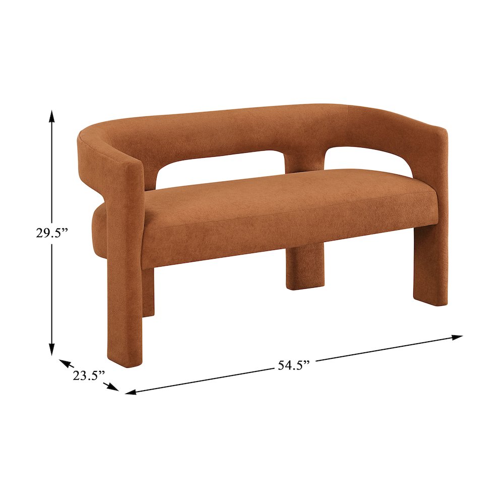Marais Boucle Dining Bench in Orange. Picture 5