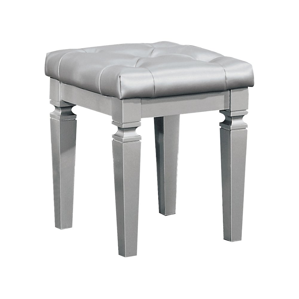 Allura Rubberwood Vanity Stool in Silver. Picture 1