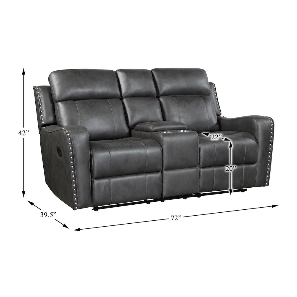 Kellen Microfiber Double Reclining Love Seat in Smoky Gray. Picture 5