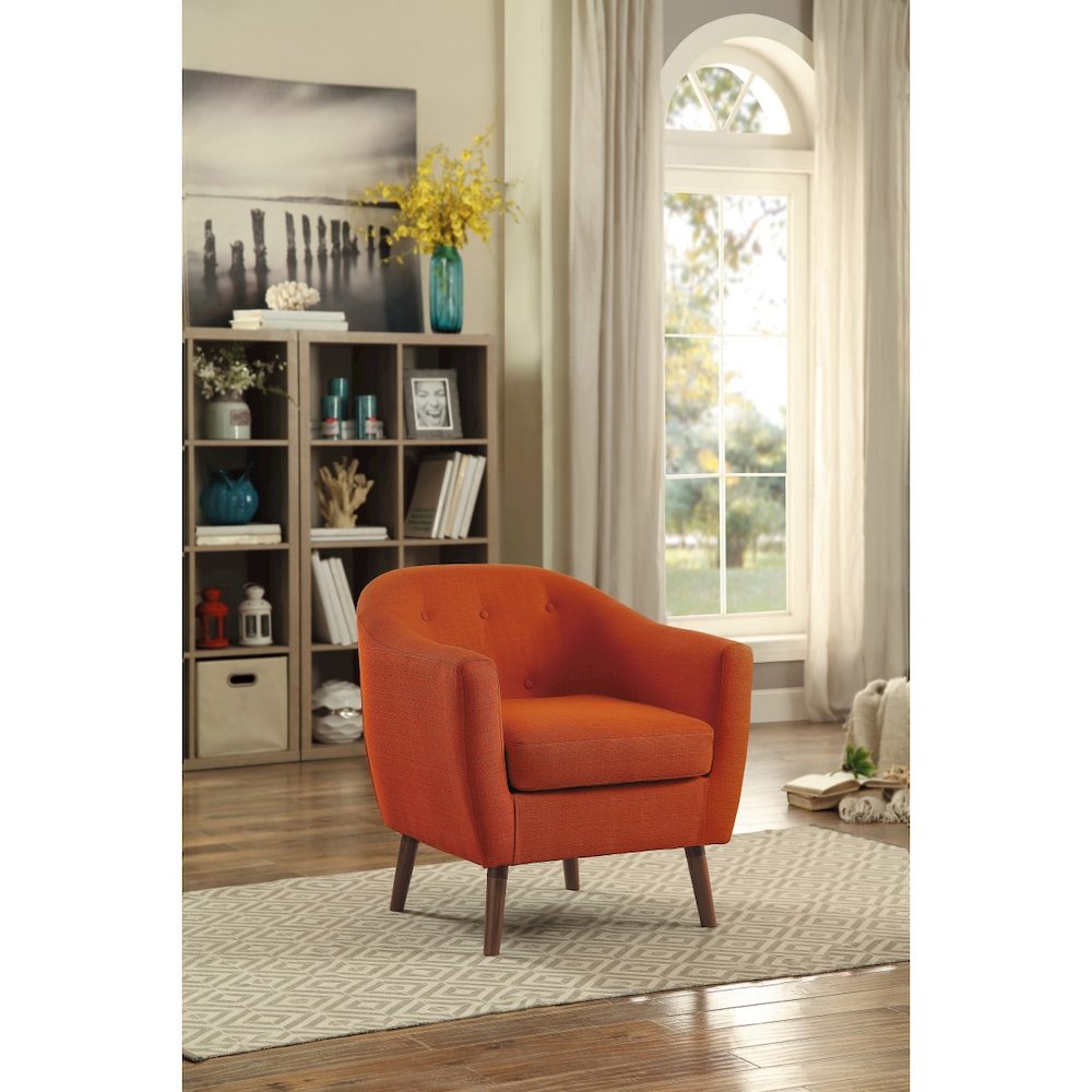 Lexicon Lucille Textured Fabric Accent Chair in Orange. Picture 2
