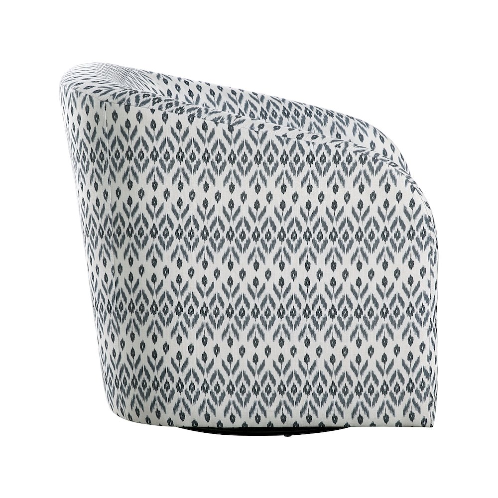 Lexicon Augustine Textured Swivel Chair in Blue and White tribal pattern. Picture 4
