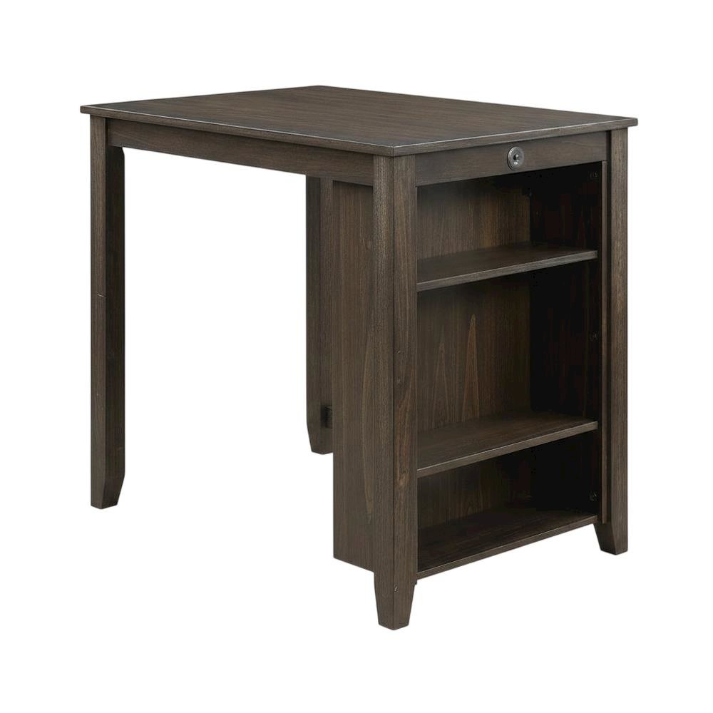 Wood Veneer Counter Height Dining Table Set with Bar Stools, Brown, Set of 3. Picture 4