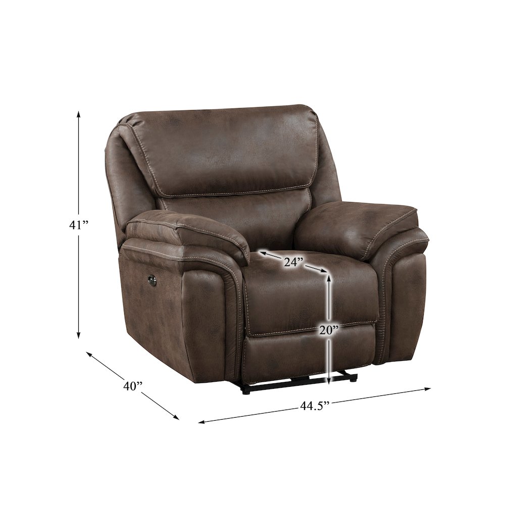 Proctor Microfiber Power Reclining Chair In Brown. Picture 2