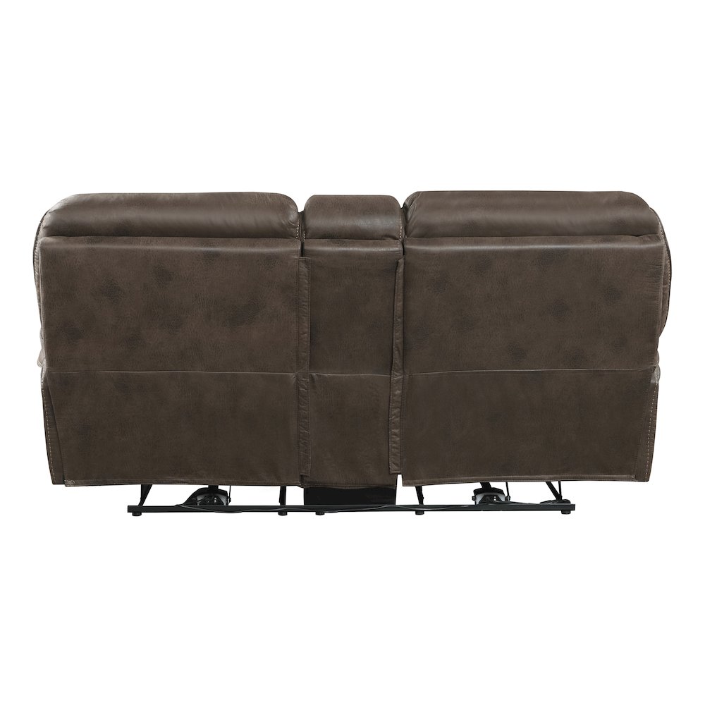 Proctor Microfiber Power Double Reclining Love Seat In Brown. Picture 3