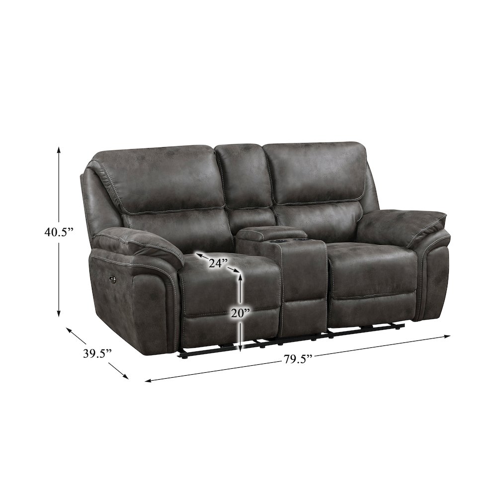 Proctor Microfiber Power Double Reclining Love Seat In Gray. Picture 4