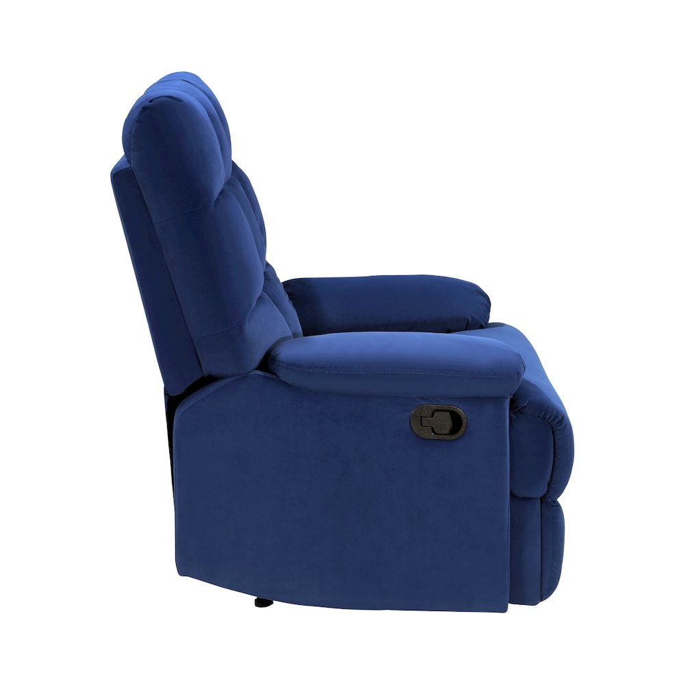 Lexicon Colin Velvet Manual Recliner in Blue. Picture 4