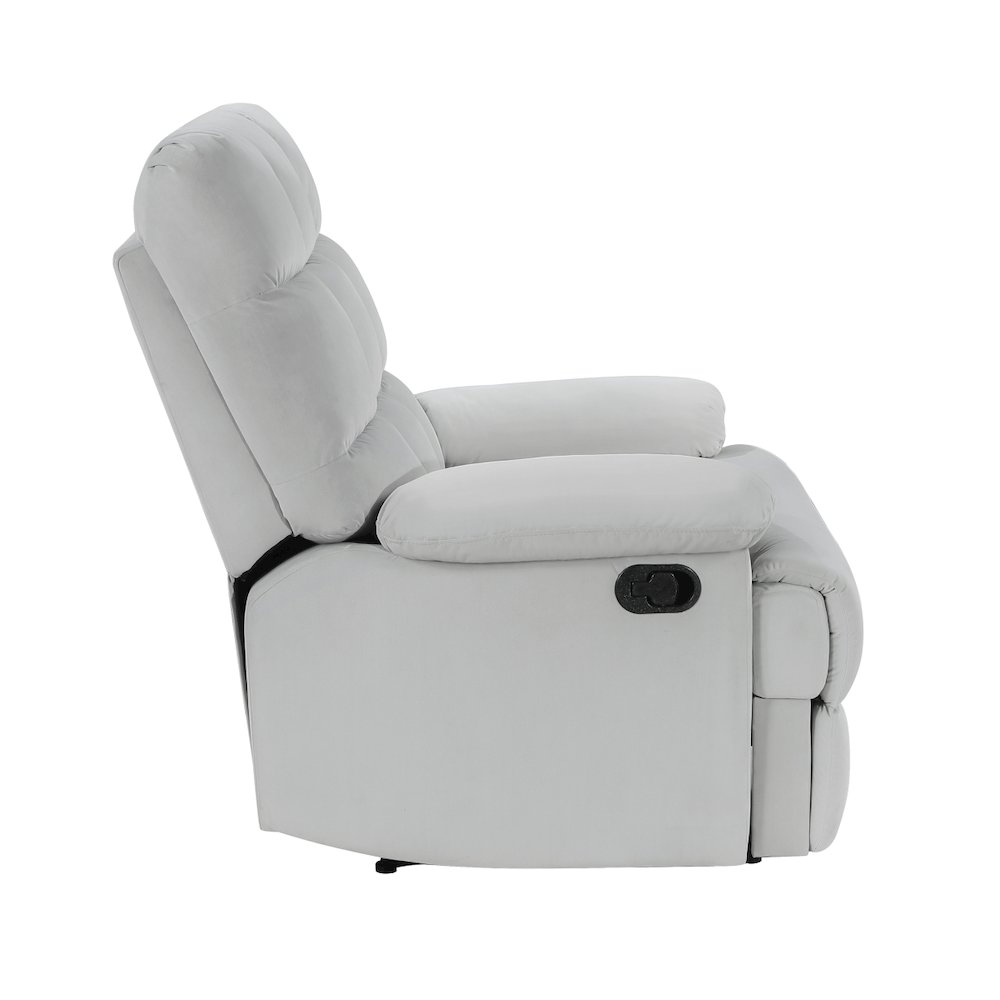 Lexicon Colin Velvet Manual Recliner in Light Gray. Picture 4