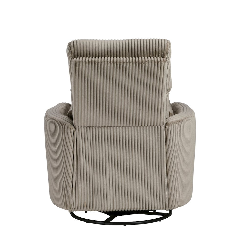 Lexicon Traverse Corduroy Swivel Glider Reclining Chair in Taupe. Picture 3