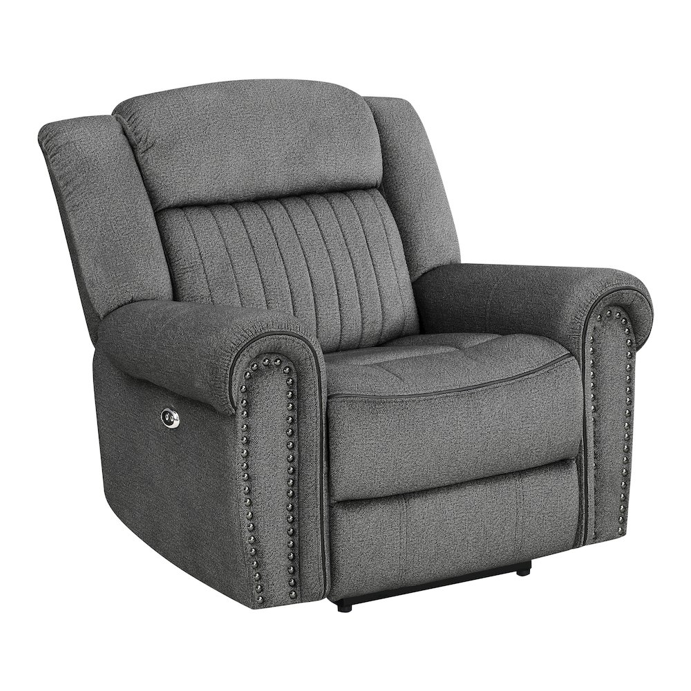 Brennen Microfiber Power Reclining Chair In Charcoal. Picture 1