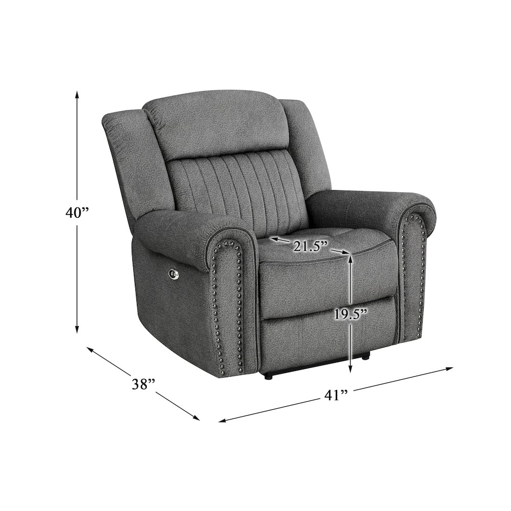 Brennen Microfiber Power Reclining Chair In Charcoal. Picture 4