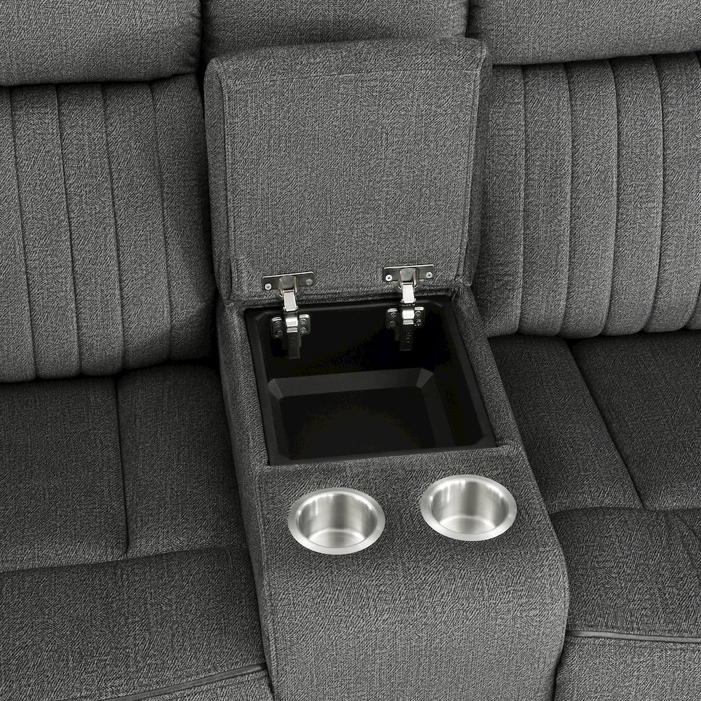 Brennen Microfiber Power Double Reclining Love Seat In Charcoal. Picture 5