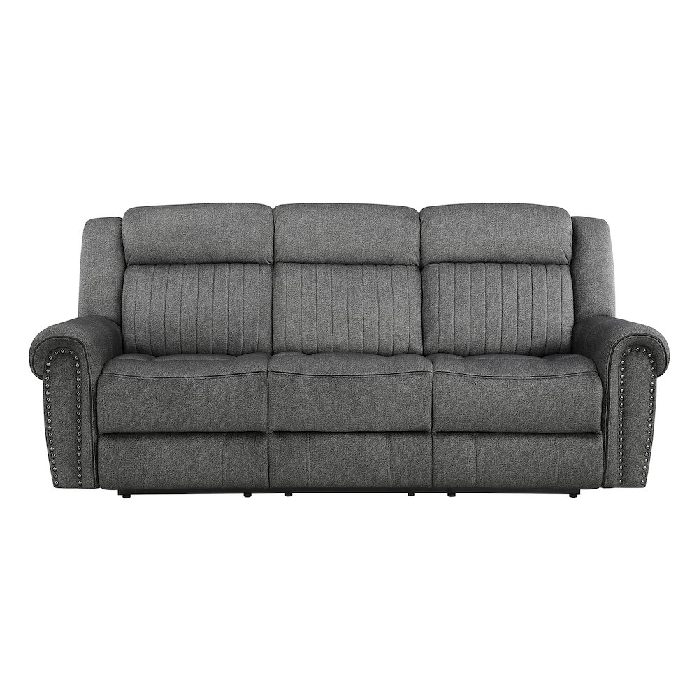 Brennen Microfiber Power Double Reclining Sofa In Charcoal. Picture 5