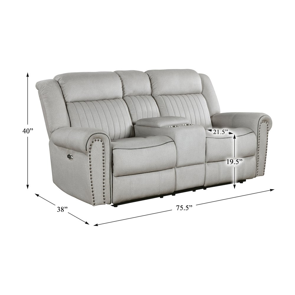 Lexicon Brennen Microfiber Power Double Reclining Love Seat in Mist. Picture 4