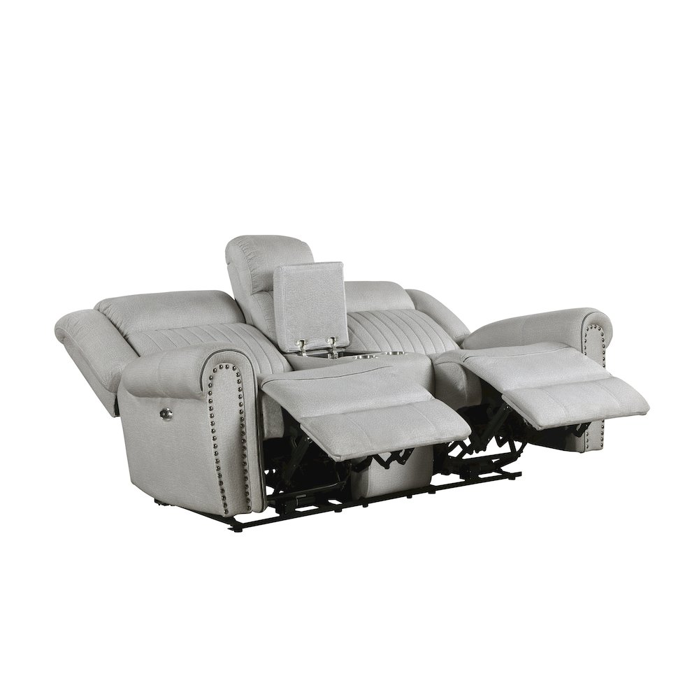 Lexicon Brennen Microfiber Power Double Reclining Love Seat in Mist. Picture 5