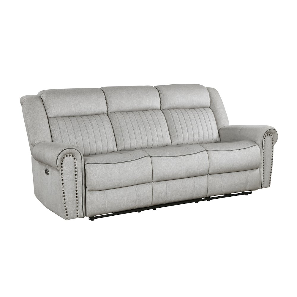 Lexicon Brennen Microfiber Power Double Reclining Sofa in Mist. Picture 1