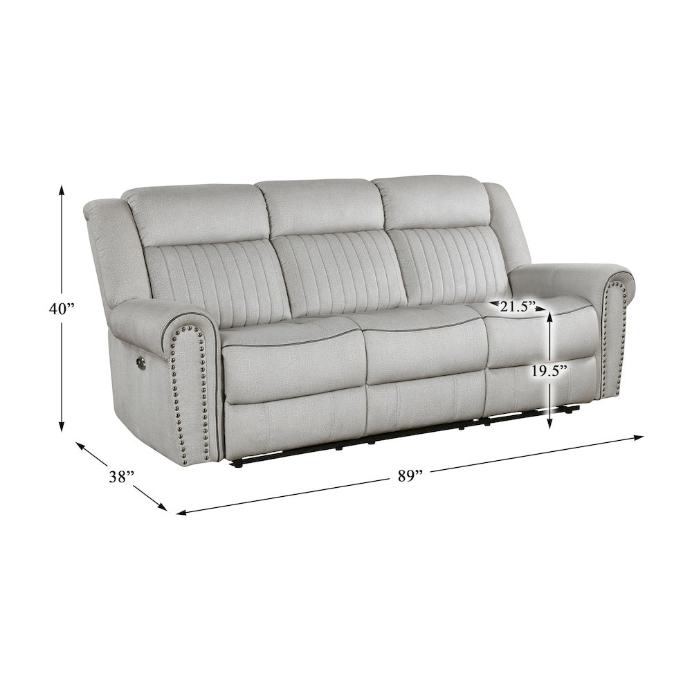 Lexicon Brennen Microfiber Power Double Reclining Sofa in Mist. Picture 3