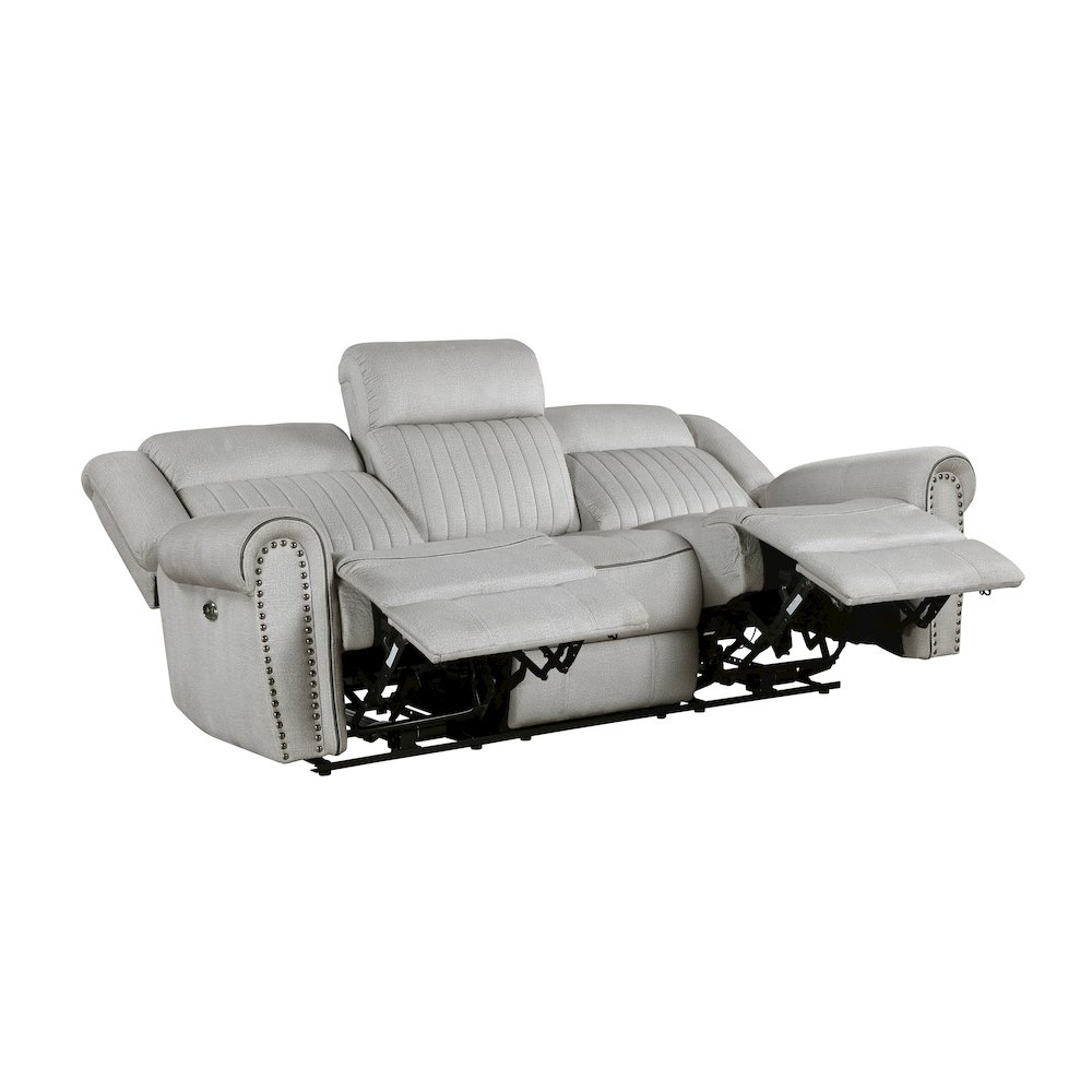 Lexicon Brennen Microfiber Power Double Reclining Sofa in Mist. Picture 4