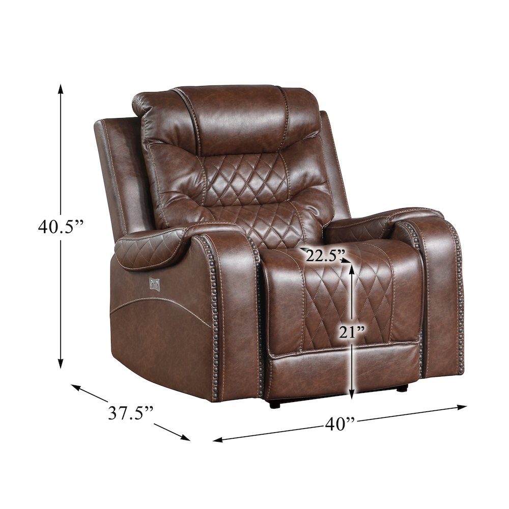 Putnam Faux Leather Power Reclining Chair In Brown. Picture 5
